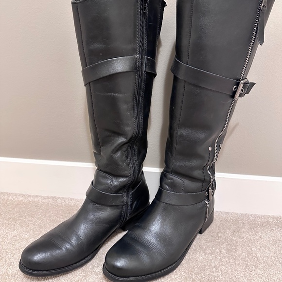 Genuine leather tall boots - Picture 1 of 5